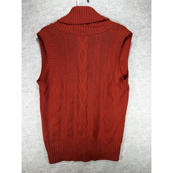 NWT Bushwacker Shawl Collar Sweater Vest Size Large Cable Knit Pockets Orange - Picture 6 of 9
